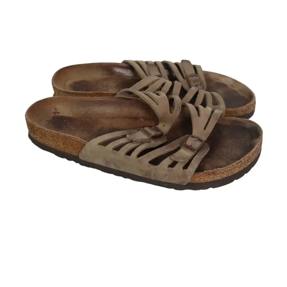 Birkenstock Granada Taupe Suede Leather Sandals Womens 9